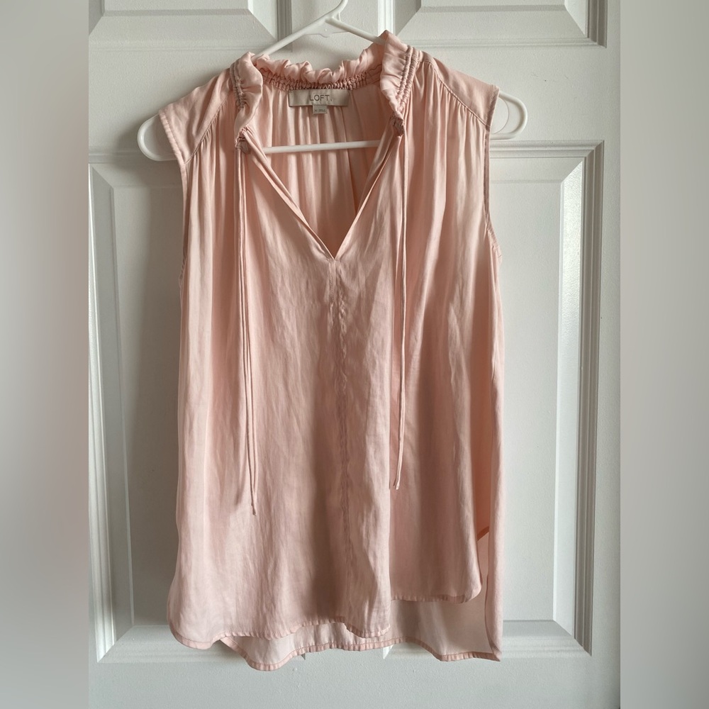 LOFT Blush Ruffle Blouse - Picture 2 of 7